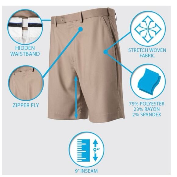 Bocaccio Expandable Waistband 9" Golf Shorts NWT - Picture 12 of 12